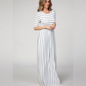 Pinkblush Black and White Striped Maxi Dress